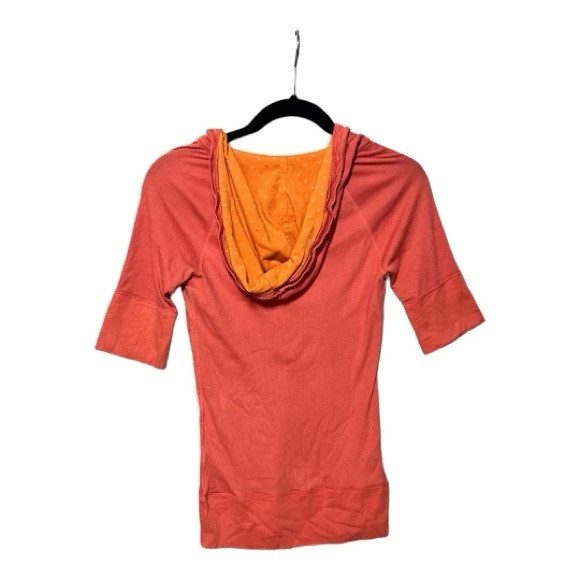 American Eagle Outfitters Medium Orange 3/4 length light hoodie button-up vneck - Picture 4 of 7